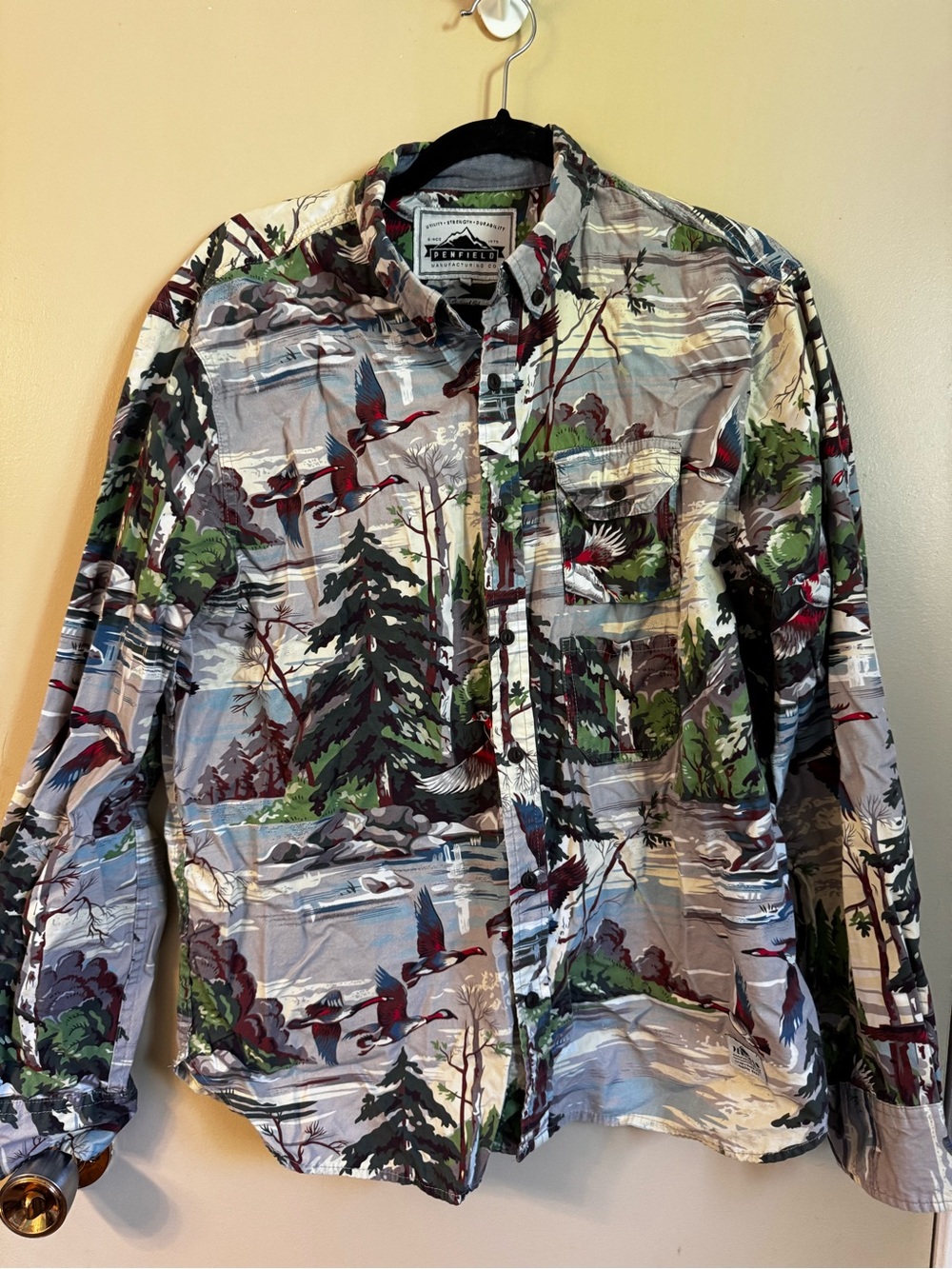 Penfield Men's Lightweight Shirt Jacket in Multi-Color Nature Print